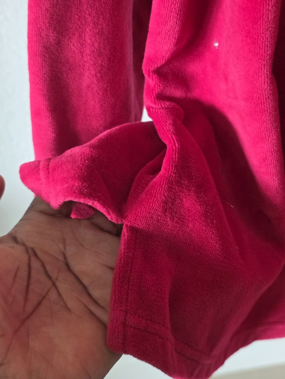 Quacker Factory Red Velour Rhinestone Button Front Cardigan Jacket Size Large - Picture 9 of 11